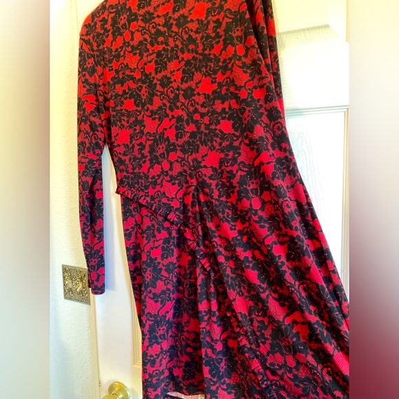 NWOT MICHAEL KORS RED & BLACK FLORAL MIDI SHEATH DRESS - SIZE XL - Picture 12 of 16